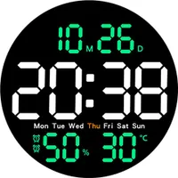Digitale Wanduhr mit Fernbedienung, LED-Uhr mit 10-stufiger Helligkeitsregelung und automatischem Dimmen, Wandkalender mit Timer-Countdown-Funktion