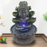 Brunnen Buddha Zimmerbrunnen mit LED Wohnung Entspannung Dekoration Sandstein Op 