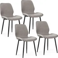 Mondeer 4er Set Esszimmerstühle Polsterstuhl mit Rückenlehne PolyurethanKunstleder Grau