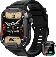 Smartwatch Herren mit Telefonfunktion, 1,85'' Touchscreen Fitness Tracker mit Herzfrequenz/Blutdruck/Blutsauerstoff, IP68 Militärische Smartwatch