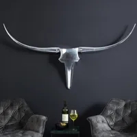 riess-ambiente Moderne Design Wanddekoration BULL XL 120cm silber Aluminium Stierkopf Wandbild Dekoration