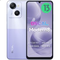 OSCAL Modern8 Smartphone Ohne Vertrag, 6.75 Zoll Android 13 Handy, 8+256GB (Erweiterbar), 50MP Kamera, 6000 mAh Akku, 4G Dual SIM, Fingerprint, Lila