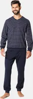 Ladeheid Herren Schlafanzug Zweiteiler Langarm Pyjama lang bunt aus Baumwolle LA40-220 (Marineblau Weiß, XXL)