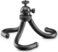 Mantona Gibbo Flex Ministativ 30 cm, Kamera Stativ mit flexiblen Beinen, Dreibein Reisestativ mit 360° Kugelkopf, Smartphone- & GoPro-Halterung