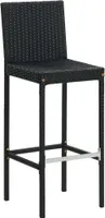 vidaXL Zahradní barová stolička s polštářem 4 ks Black Poly Rattan