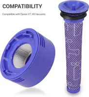 kwmobile Filter für Dyson V7 V8 - Filter Zubehör Set - Vormotorfilter und Hepa Nachmotorfilter - wiederverwendbar - Akku Staubsauger Ersatzteile