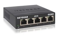 NETGEAR 5-Port Gigabit Unmanaged Switch GS305, Home Ethernet Switch, Büro-Switch, Plug-and-Play, Metallgehäuse, Tisch-/Wandmontage, Schwarz