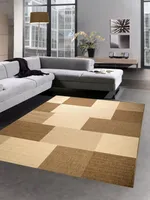 Teppich Sisal Optik Küchenläufer Küchenteppich Karo beige braun Größe - 80x150 cm