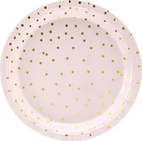 Talerzyki kropki jasny róż 18cm 6szt