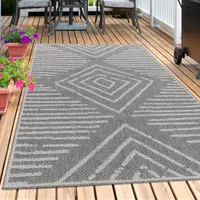 Teppium Outdoor Teppich Wetterfest Innen & Außenbereich Modern Design Küchenteppich Balkon Terrassen Flachgewebe Wetterfest, Grau-2, 240 x 340 cm