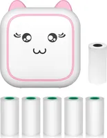 Mini-Thermodrucker Bluetooth Fotodruck Aufkleber-Maker mit 1 Papierrolle 57 mm + 5 selbstklebenden Papierrollen, kompatibel mit iOS Android