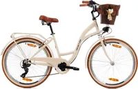 Goetze Mood 26 | 17 Zoll City Bike Damen Fahrrad, Komfortrahmen, 6- Gang Shimano Tourney, V-Brake Bremsen, Korb mit Bezug!