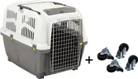 Sparset Transportbox Hundebox Flugbox Reisebox Autobox Skudo 4 + Rollensatz