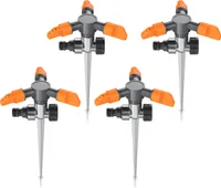 Brandson 4x Kreisregner, 3-fach Rasensprinkler mit Erdspieß, 360° Flächenregner, Sprühregner, für Flächen bis 150 m², 14 cm lang, (1-St), 3 Arm Sprinkler, 45° - 90° Winkel, 7m Reichweite, robuster Spike