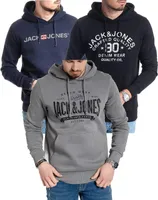 3er Mix Jack & Jones Hoodie Herren Kapuzenpullover Sweatshirt Mix Logo Print, 3er HD-054Navy/MikaBlOPT06/MikaSed-L