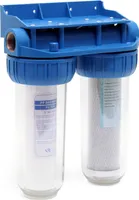 Naturewater NW-BR10B3 2 Stufen Wasserfilter Doppelfilter, 5 µ, 32,89 mm (1"), Ø62 mm PP Kartusche, Filter Wandhalterung, Filterschlüssel, Sedimentfilter Aktivkohleblock