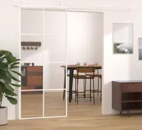 The Living Store Schiebetür ESG-Glas und Aluminium 90x205 cm Weiß