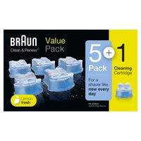 Braun Clean & Renew Ersatzkartuschen für elektrische Rasierer, 5+1er-Pack, kompatibel mit allen Braun SmartCare und Clean & Charge Reinigungsstationen