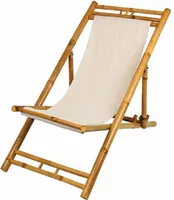 BURI Bambus Relax Liegestuhl Beige Strandstuhl Terrassenliege Gartenstuhl 60x135cm