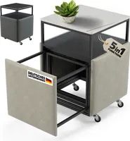 Heimtrend 5 in 1 Cube - Sitzhocker 4er-Set mit Beistelltisch - grau / weiss