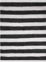 MY-RUG Fleckerlteppich,Aarav, 170x120, Chindi-Teppich schwarz weiß, aus recycelten Baumwollresten, handgewebt, wendbar, mit Fransen, rechteckig