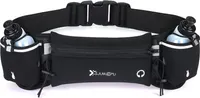 Huefttasche Laufguertel mit Wasserflaschen Telefon Tasche wasserdicht fuer Sport Fitness, Schwarz