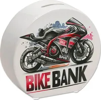 Rennmotorrad Spardose mit Spruch Bike Bank