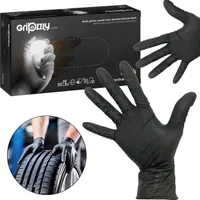 ZARYS schwarze Nitril-Einmalhandschuhe, puderfreie Handschuhe, Diamantstruktur 50 Stück M