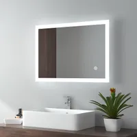 EMKE LED kúpeľňové zrkadlo 50x70cm nástenné zrkadlo s 3 farbami svetla 3000-6500K kúpeľňové zrkadlo s dotykovým spínačom + ochrana proti zahmlievaniu IP44 úspora energie
