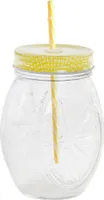 Becher mit Strohhalm DKD Home Decor Metall Kristall (330 ml) (9 x 6.5 x 13.5 cm)