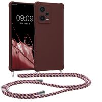 kwmobile Necklace Case kompatibel mit Xiaomi Redmi Note 12 Pro 5G Hülle - Cover mit Kordel zum Umhängen - Silikon Schutzhülle Bordeaux Violett