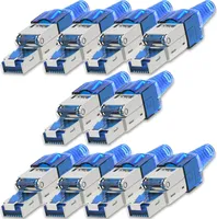 NEXMEX 10x Netzwerkstecker Cat 7 CAT7 RJ45 Stecker Werkzeuglos Metall 10GBit/s