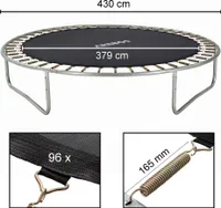 Mata do skakania AREBOS Ø 379 cm do trampolin o Ø 430 cm 165 mm sprężyny 96 oczek