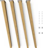 4x sossai Holzfüße eckig - schräge Ausführung 71cm Eiche