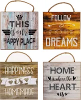 4er Set Wandbilder 20x20cm Sprüche Vintage Shabby Chic Wanddekoration
