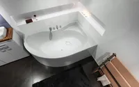ECOLAM Badewanne Eckwanne Eckbadewanne Acryl weiß Dora 170x110 cm RECHTS + Schürze + Ablaufgarnitur Ab- und Überlauf Automatik Füße Silikon
