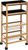 Kuchyňský vozík s vyjímatelnými košíky, bambusový, 83 cm