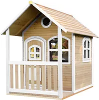 AXI Spielhaus Alex aus  Holz | Outdoor Kinderspielhaus für den Garten in Braun & Weiß | Gartenhaus für Kinder mit Fenstern & Veranda