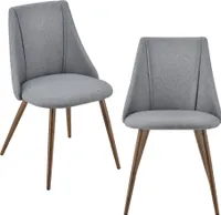 2x Polsterstuhl Design Stühle Esszimmerstuhl 2er Set Textil Grau Bürostuhl mit Metallbeinen in Holzoptik 2 Stk. [en.casa]