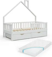 Vitalispa Hausbett Noemi, 80x160 cm mit 2 Schubladen und Matratze, Weiß