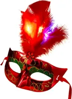 LED Maskerade VENEZIA mit Federn/venezianische Maske mit leuchtend u. blinkend Federn - Party Fasching Karneval Junggesellinnen Abschied Geburtstag Hochzeit