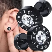 Ohrstecker für Herren und Damen, Chirurgenstahl, schwarz mit Zirkon