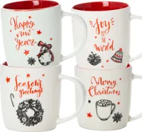 4X Becher Weihnachtsbecher 370 Ml Weihnachten Weiß Keramik