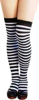 Oblique Unique Ringel Strumpfhose Overknee geringelt gestreift - weiss schwarz