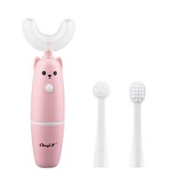 CkeyiN Kinderzahnbürste Elektrisch 360-Grad-U-förmig Silikon Zahnbürste für Kinder ab 3-12 Jahren, Mit 2 Weiche Bürstenköpfe(Pink)