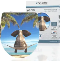 SCHÜTTE Duroplast HG WC Sitz HAPPY ELEPHANT, Toilettendeckel mit Absenkautomatik und Schnellverschluss