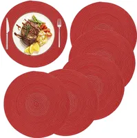 Platzdeckchen, rund gewebte Tischsets Set von 6 hitzebeständig, rutschfest, waschbar, geflochtene Baumwolle, Esstischmatten für Esszimmer, Küchentisch