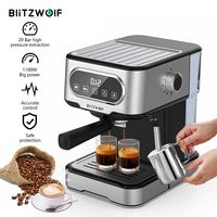 BlitzWolf 1100W 20Bar Espressomaschine Siebträgermaschine Edelstahl Kaffeemaschine abnehmbarer Wassertank Schwarz