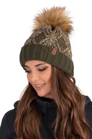 Vivisence dame mütze kopfbedeckung bommel winter warm dick 7029, grün, einheitsgröße