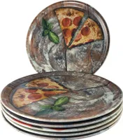 6x Pizzateller Flammkuchenteller Spieseteller Servierteller Essteller Motivteller Teller Pizza Pozellan gastrogeeignet Platte Saturnia Napoli Ø33